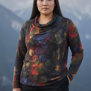 Elegant Multicolor Cowl Neck